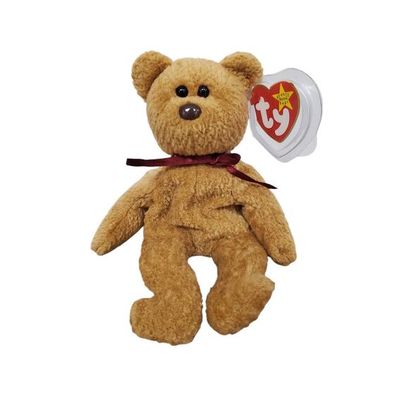 Ty Other - Vintage Ty Beanie Baby Curly the Bear Stuffed Animal Plush w/ Tag Protector